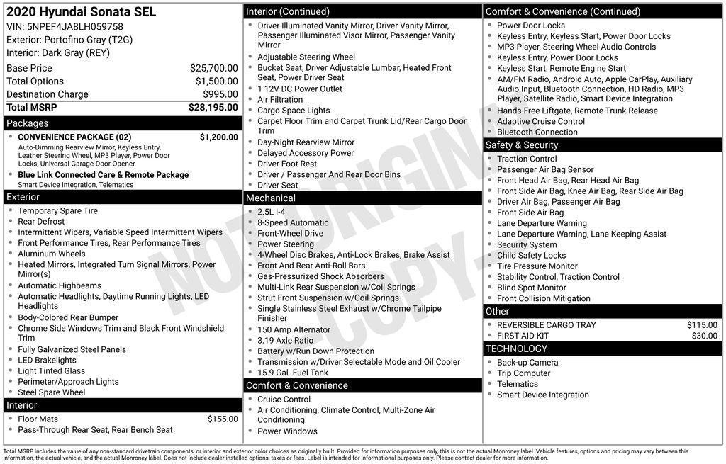 used 2020 Hyundai Sonata car, priced at $15,955