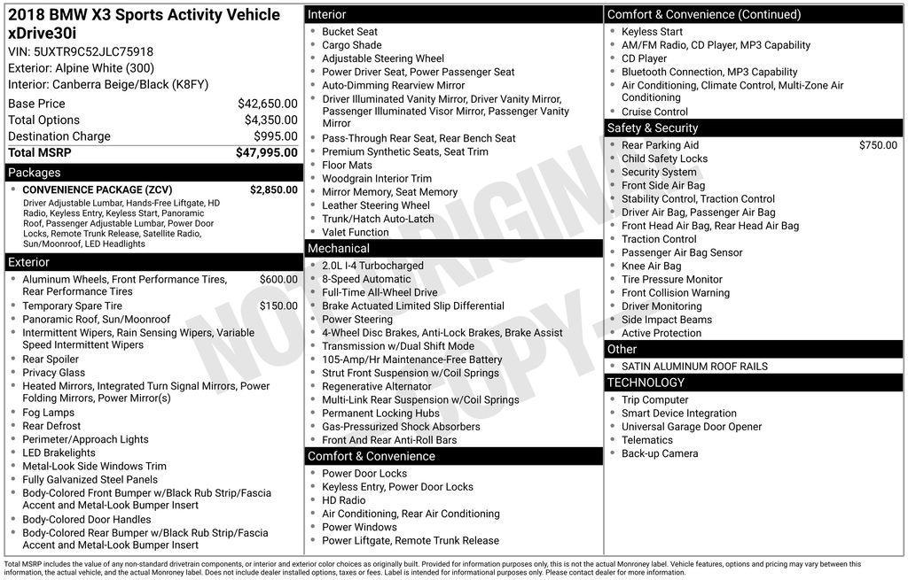used 2018 BMW X3 car, priced at $18,668