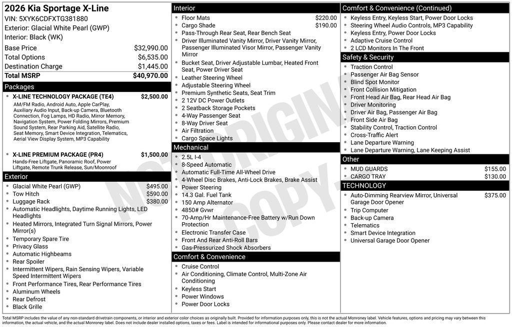 new 2026 Kia Sportage car, priced at $36,422