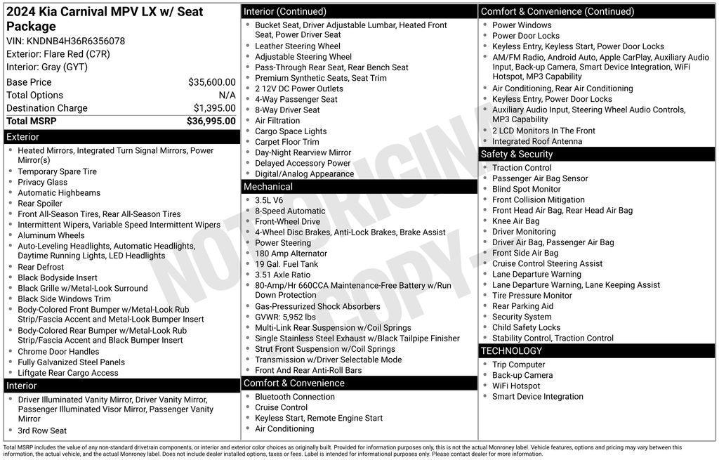 used 2024 Kia Carnival car, priced at $28,451