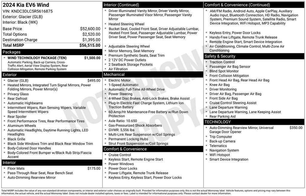 used 2024 Kia EV6 car, priced at $25,794