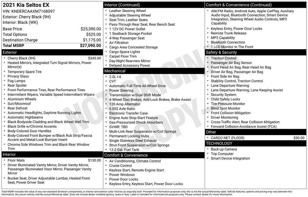 used 2021 Kia Seltos car, priced at $16,359