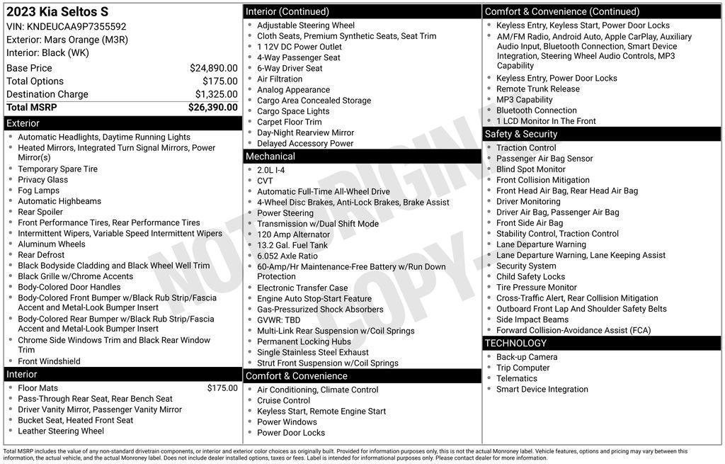 used 2023 Kia Seltos car, priced at $19,745