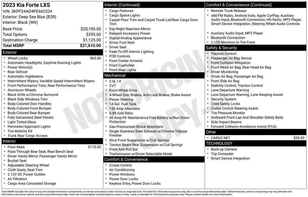 used 2023 Kia Forte car, priced at $18,204