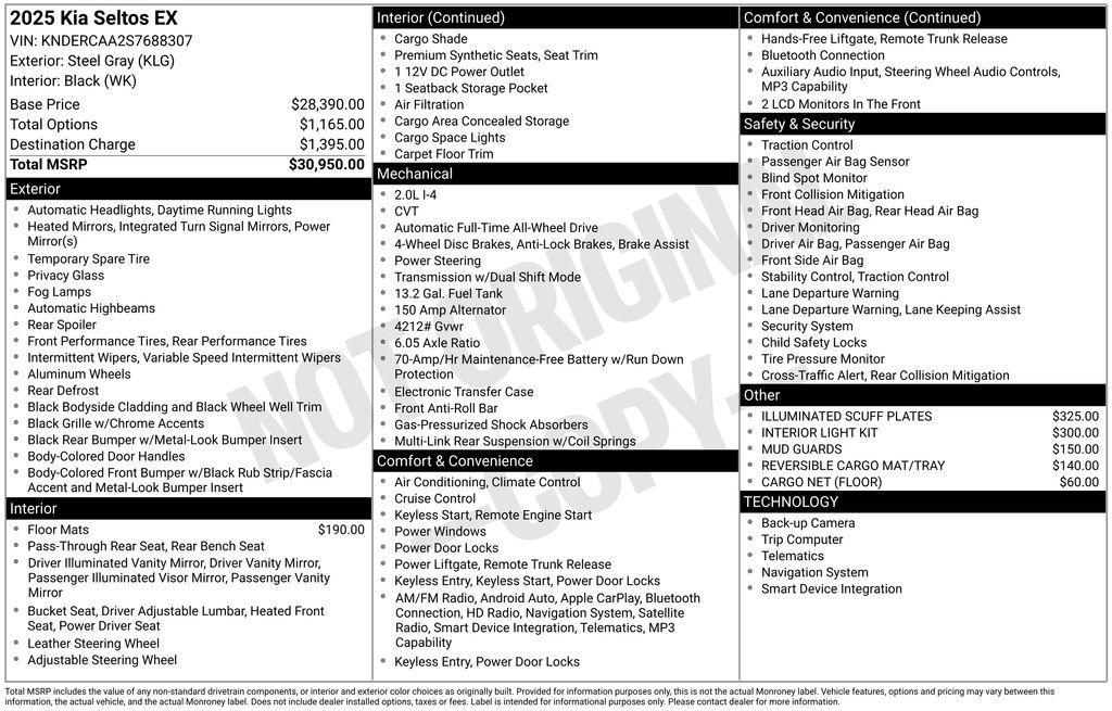 new 2025 Kia Seltos car, priced at $26,747