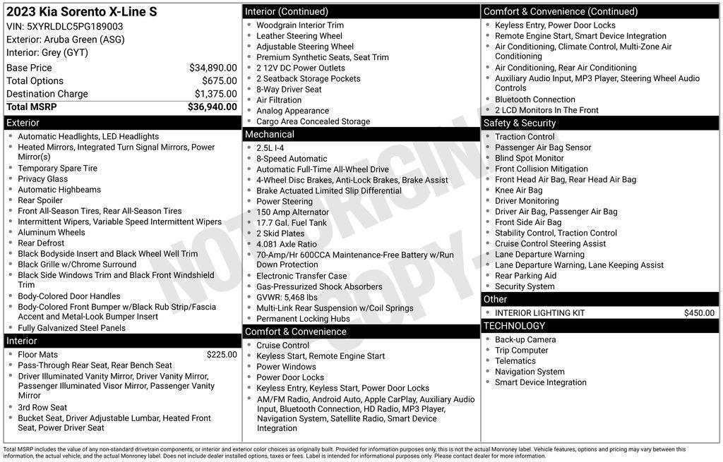 used 2023 Kia Sorento car, priced at $26,574