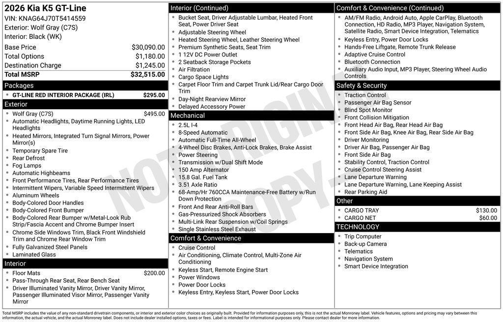 new 2026 Kia K5 car, priced at $29,173