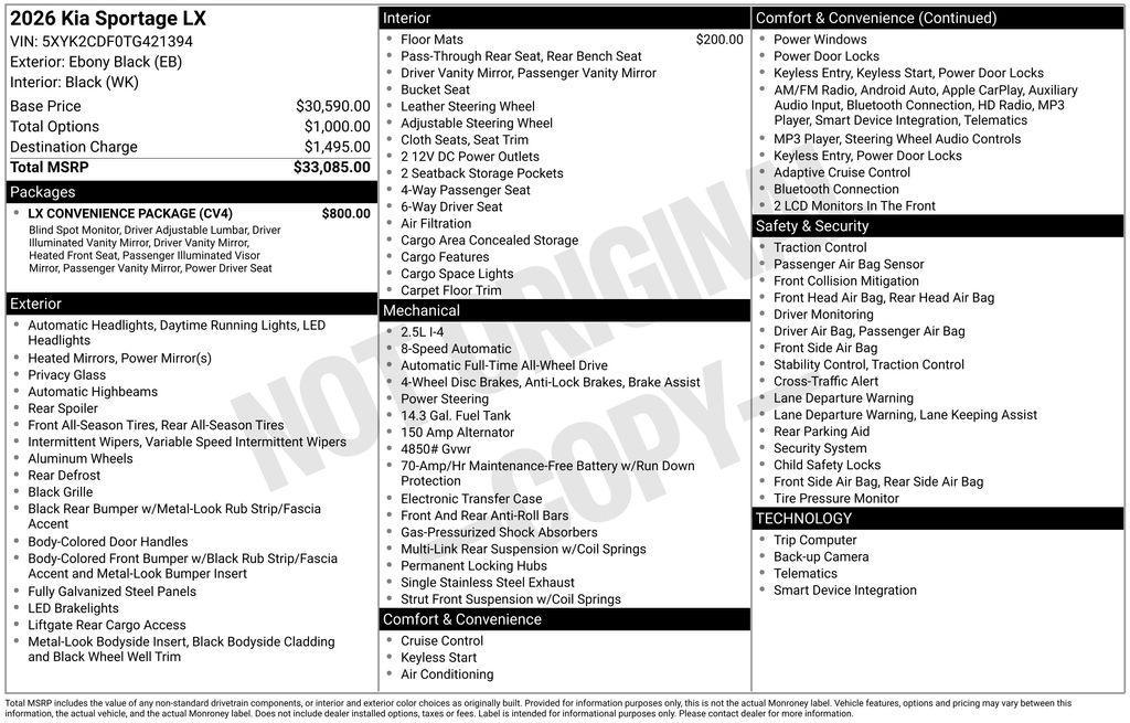 new 2026 Kia Sportage car, priced at $29,931