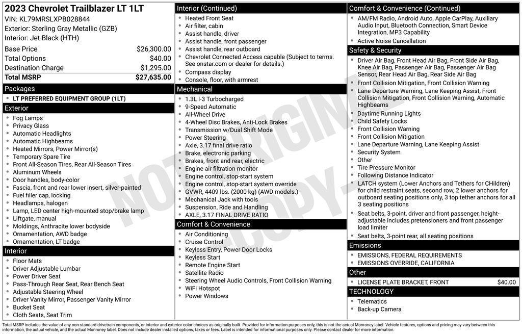 used 2023 Chevrolet TrailBlazer car, priced at $19,274