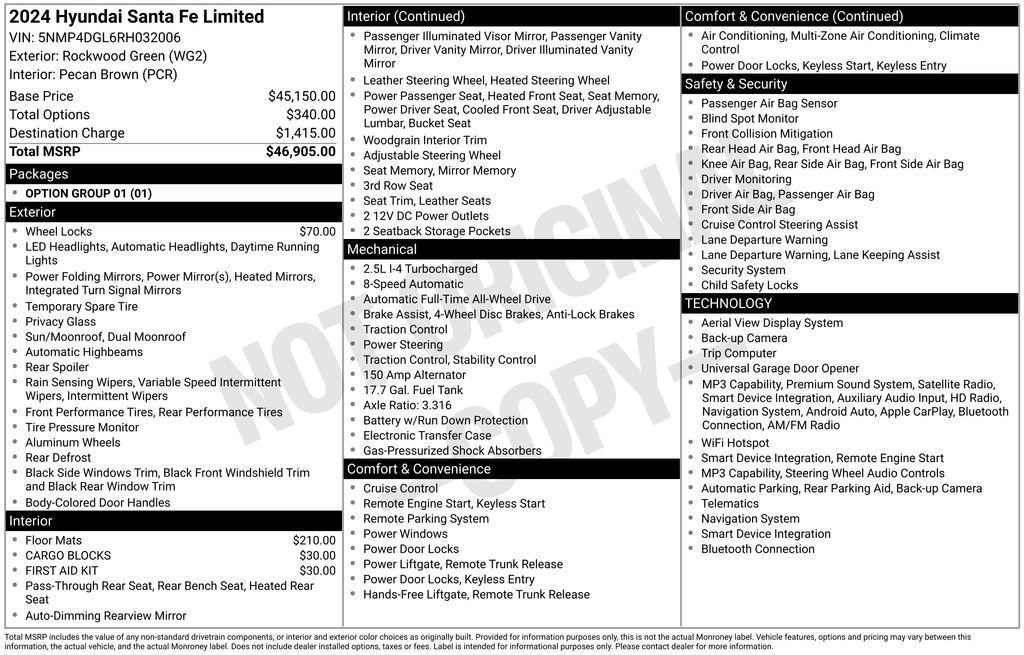 used 2024 Hyundai Santa Fe car, priced at $34,180