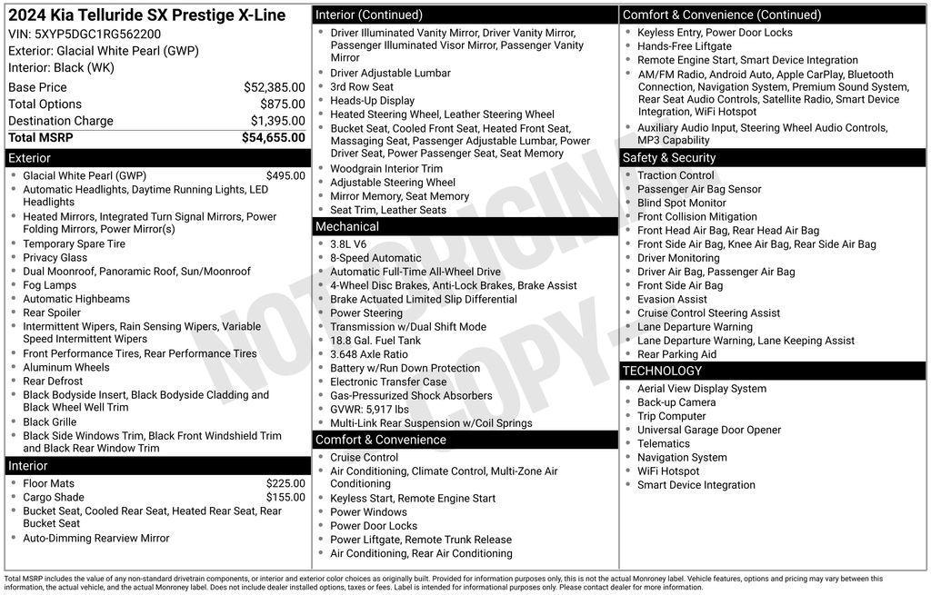 new 2024 Kia Telluride car, priced at $48,111