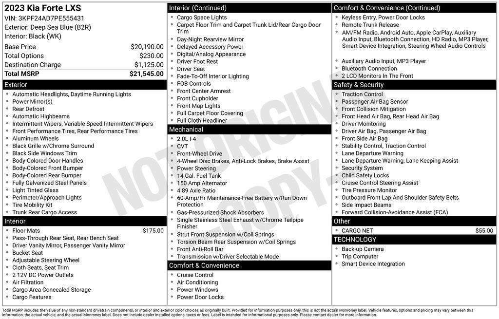 used 2023 Kia Forte car, priced at $17,159