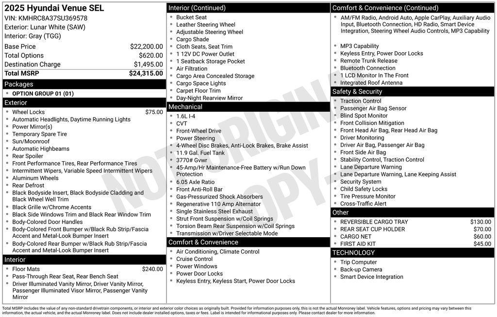 used 2025 Hyundai Venue car, priced at $19,967