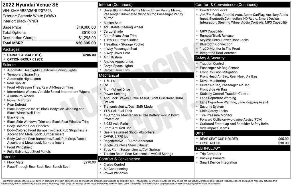 used 2022 Hyundai Venue car, priced at $12,767