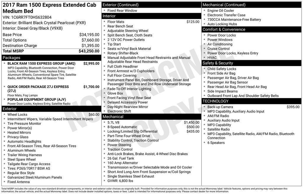 used 2017 Ram 1500 car, priced at $19,708