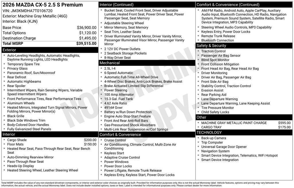 new 2026 Mazda CX-5 car, priced at $38,422