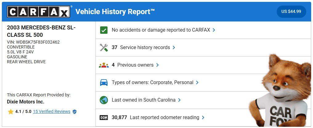 used 2003 Mercedes-Benz SL-Class car, priced at $17,995