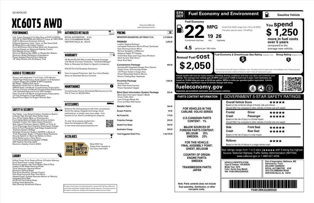 used 2016 Volvo XC60 car, priced at $9,995