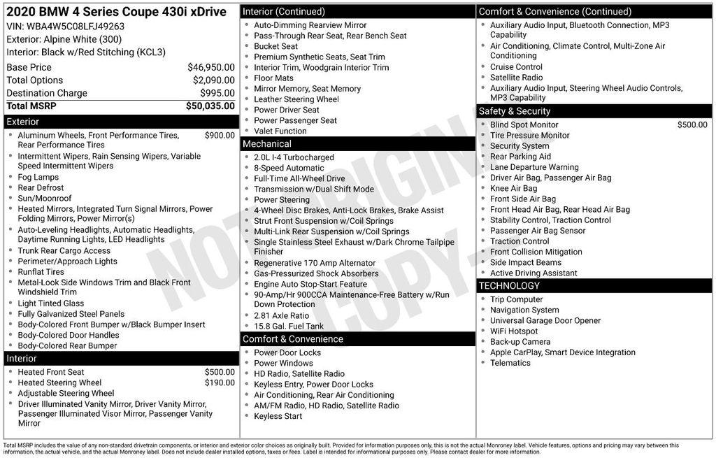 used 2020 BMW 430 car, priced at $27,995