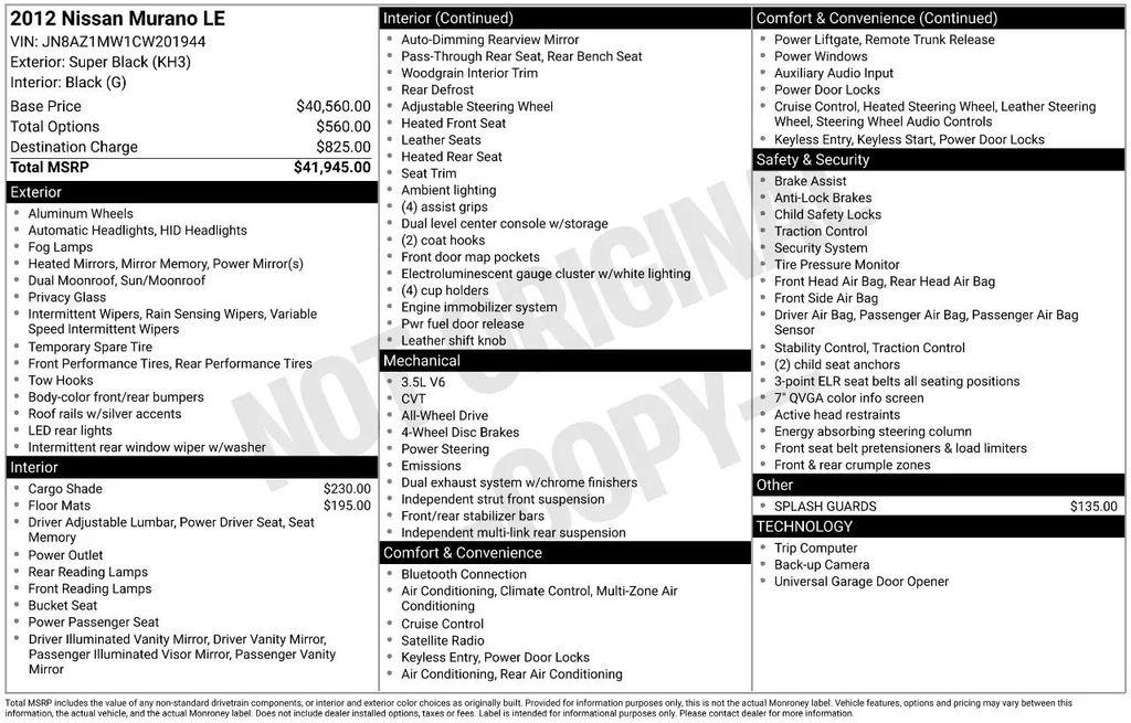 used 2012 Nissan Murano car, priced at $6,000