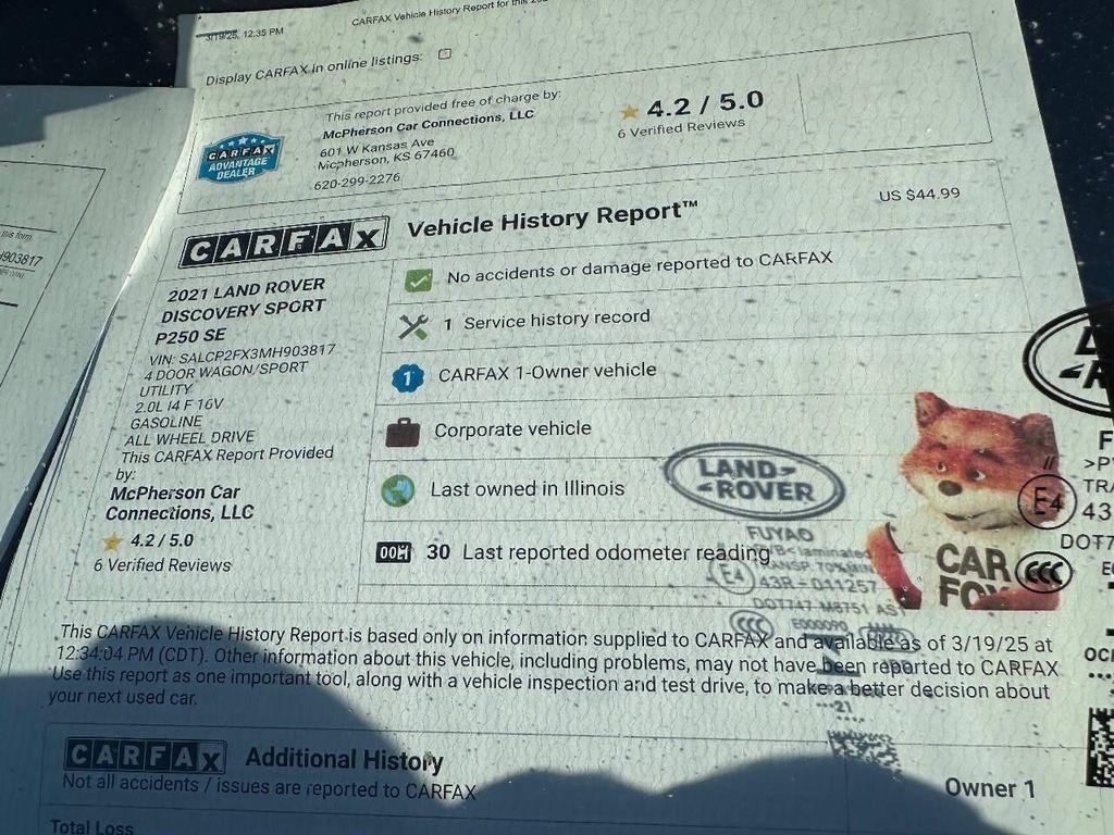 used 2021 Land Rover Discovery Sport car, priced at $25,995