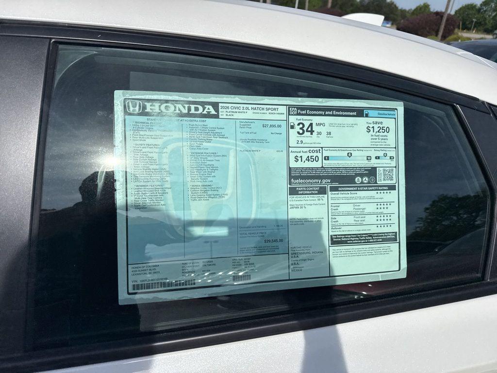 new 2026 Honda Civic car, priced at $28,329