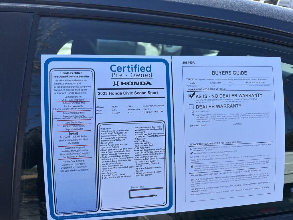 used 2023 Honda Civic car, priced at $25,500