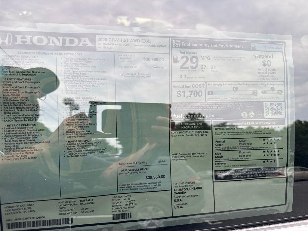 new 2026 Honda CR-V car, priced at $38,339