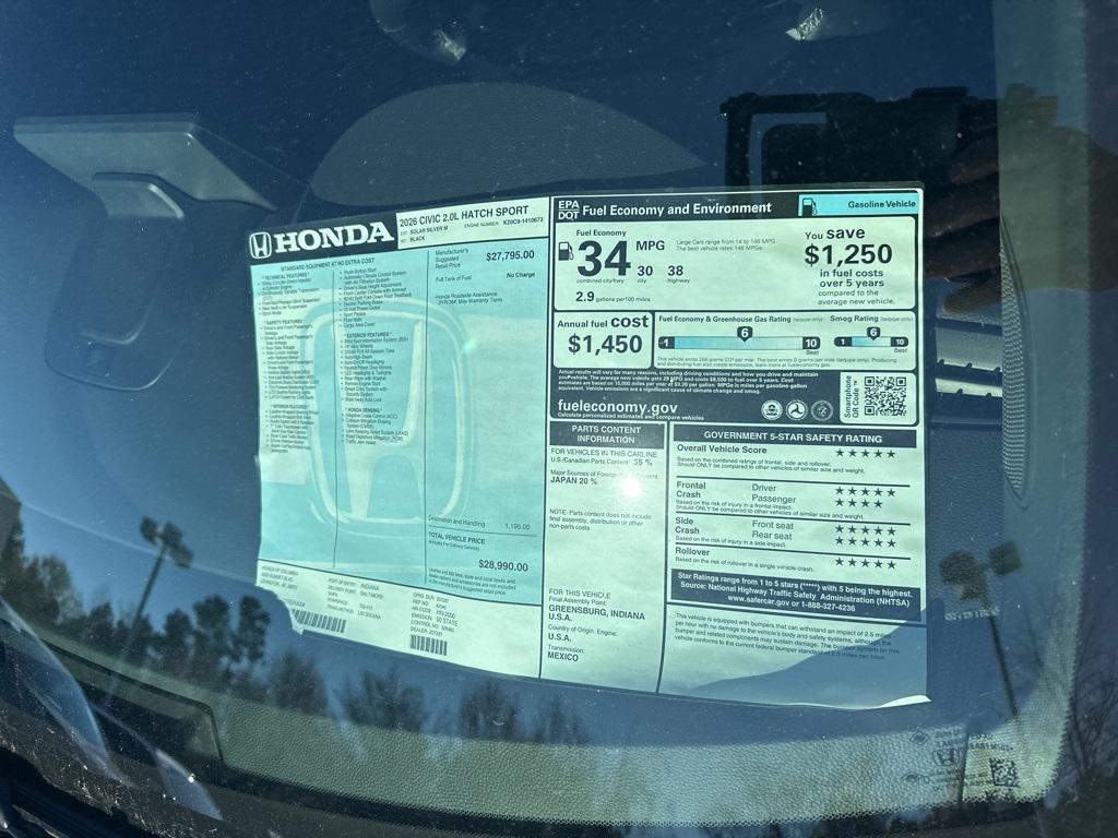 new 2026 Honda Civic car, priced at $27,800