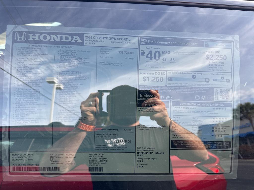 new 2026 Honda CR-V Hybrid car, priced at $38,277