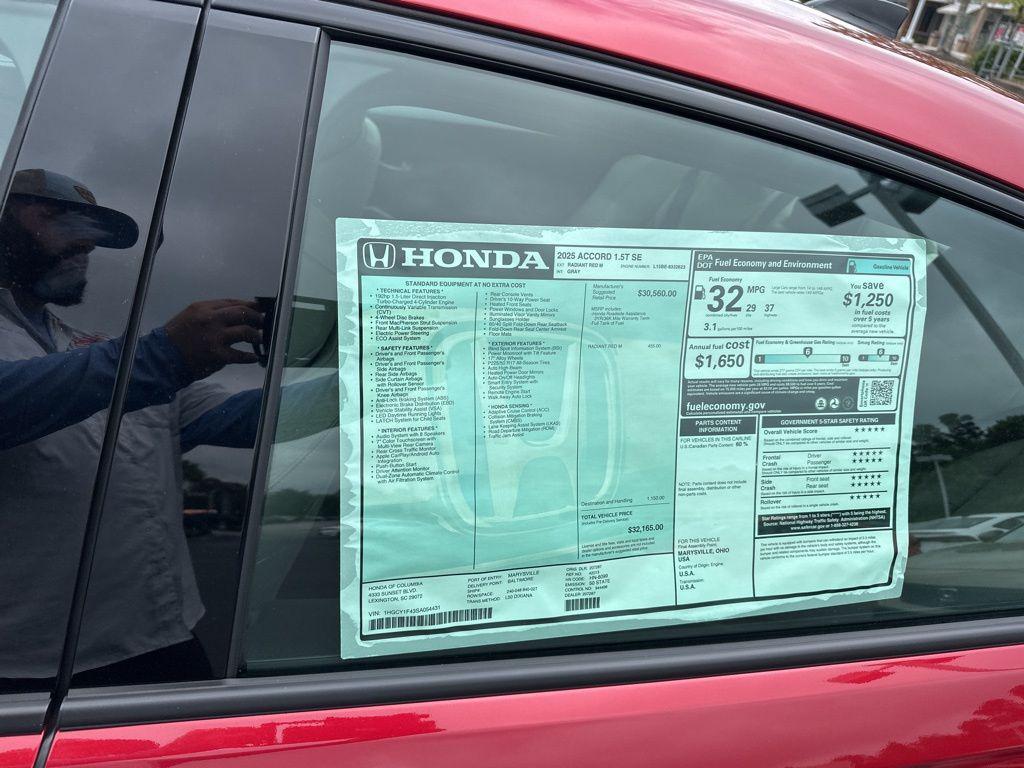 new 2025 Honda Accord car, priced at $30,821