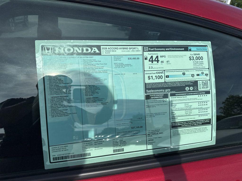 new 2026 Honda Accord Hybrid car, priced at $35,392