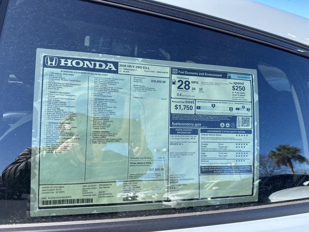 new 2026 Honda HR-V car, priced at $30,637