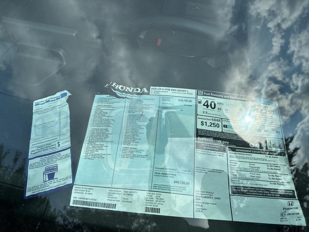 new 2026 Honda CR-V Hybrid car, priced at $38,222