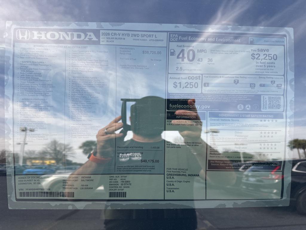 new 2026 Honda CR-V Hybrid car, priced at $38,277