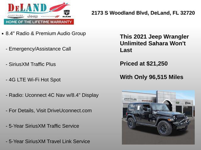 used 2021 Jeep Wrangler Unlimited car, priced at $21,250