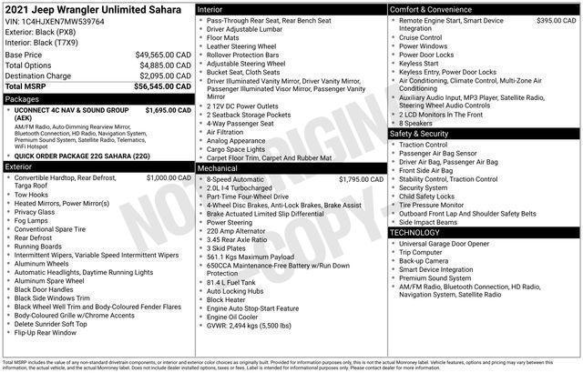 used 2021 Jeep Wrangler Unlimited car, priced at $26,999