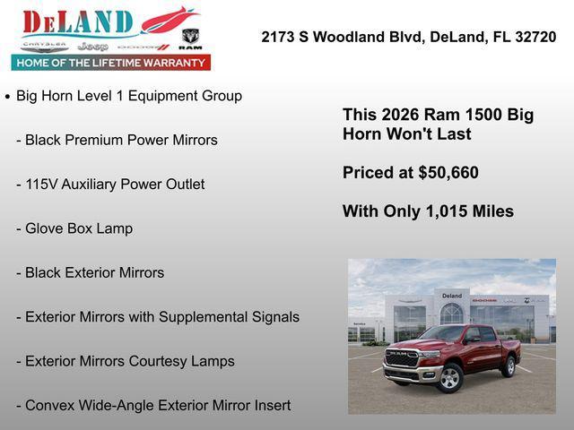 new 2026 Ram 1500 car, priced at $50,660
