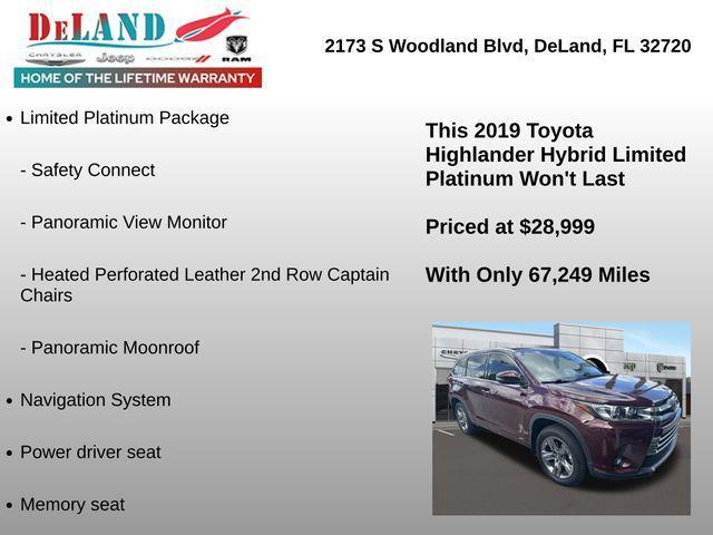used 2019 Toyota Highlander Hybrid car, priced at $28,999