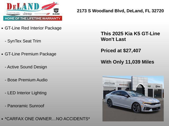 used 2025 Kia K5 car, priced at $27,407