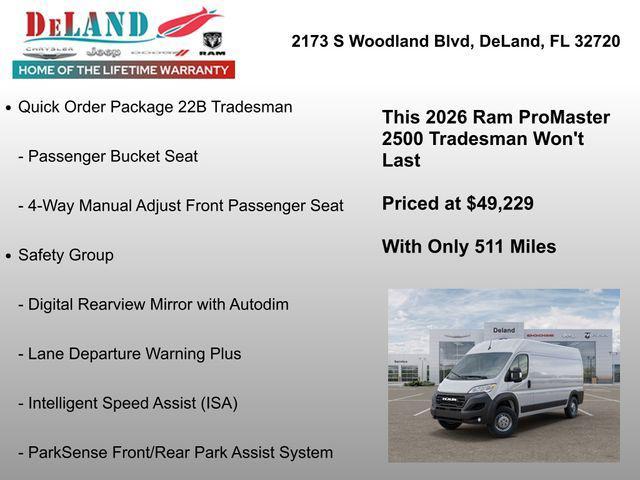 new 2026 Ram ProMaster 2500 car, priced at $43,229