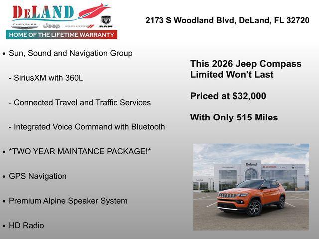 new 2026 Jeep Compass car, priced at $32,000