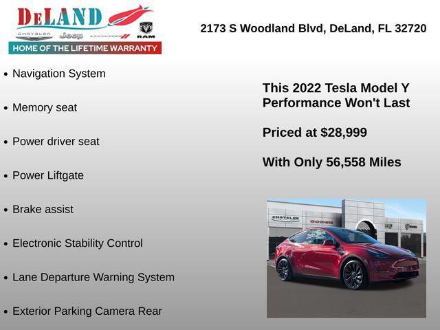 used 2022 Tesla Model Y car, priced at $28,999
