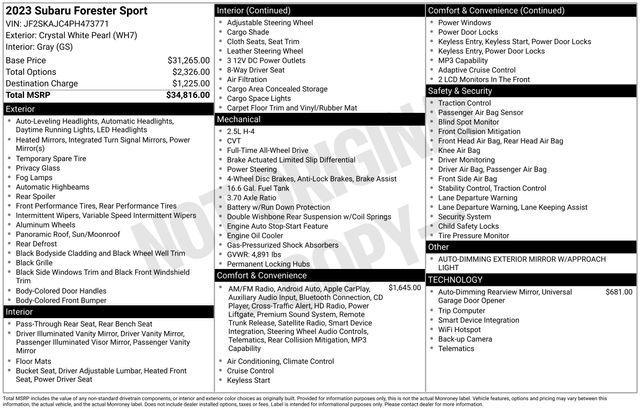 used 2023 Subaru Forester car, priced at $26,995