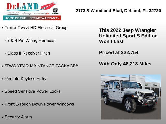 used 2022 Jeep Wrangler Unlimited car, priced at $22,754