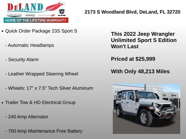 used 2022 Jeep Wrangler Unlimited car, priced at $24,995