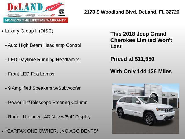 used 2018 Jeep Grand Cherokee car, priced at $11,595