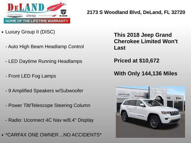 used 2018 Jeep Grand Cherokee car, priced at $10,672