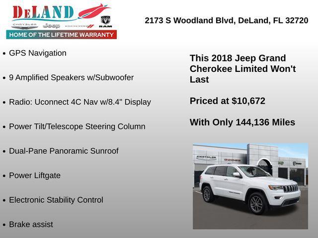 used 2018 Jeep Grand Cherokee car, priced at $10,672
