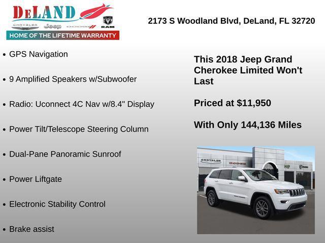 used 2018 Jeep Grand Cherokee car, priced at $11,595